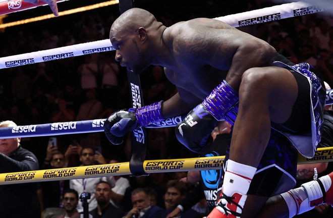 Whyte was dropped in the opening round by Itauma Photo Credit: Queensberry/Leigh Dawney