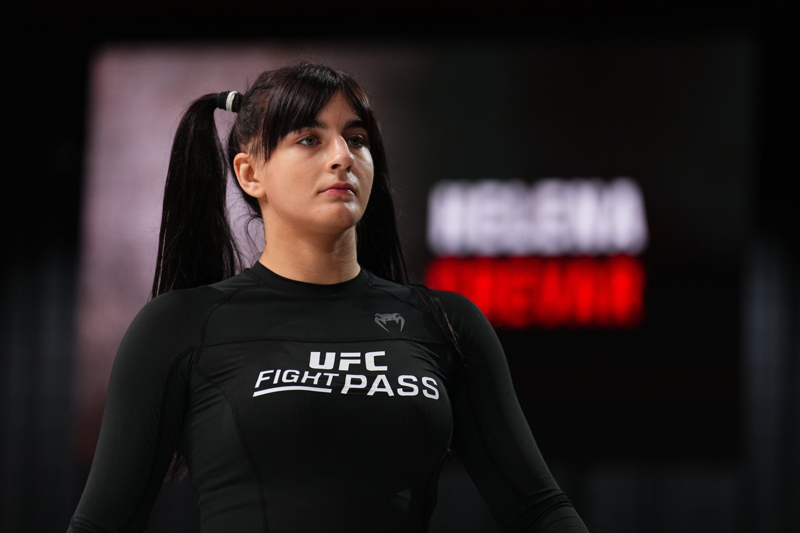 LAS VEGAS, NEVADA – MAY 15: Helena Crevar prepares to face Aurelie Le Vern during the UFC Fight Pass Invitational 7 event at UFC APEX on May 15, 2024 in Las Vegas, Nevada. 
