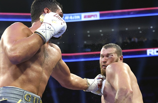 Makhmudov suffered a gruesome eye injury in his stoppage defeat to Vianello Photo Credit: Mikey Williams/Top Rank