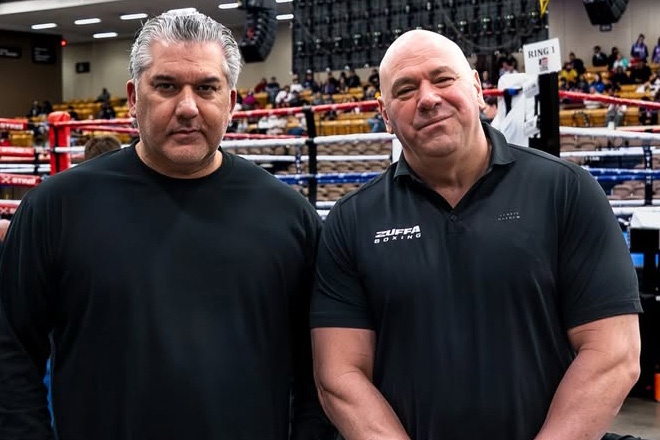 Zuffa Boxing's Dana White and Nick Khan pictured together. Credit: Instagram