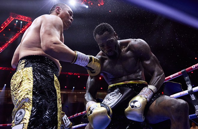Zhang destroyed Wilder Photo Credit: Mark Robinson Matchroom Boxing