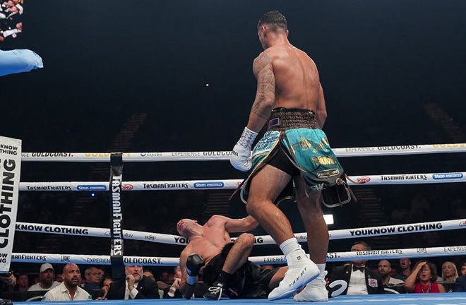 Opetaia destroyed Cinkara Photo Credit: Tasman Fighters